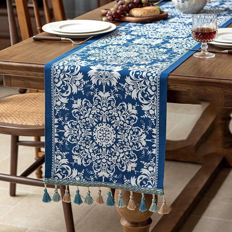 Designer Elegante Tischläufer aus Leinen, Bauernhaus Bunte Wildblumenmuster Tischläufer für Esstische, Dekoration