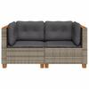Garden Corner Sofa Set with Cushions 2 Pcs Grey Poly Rattan
