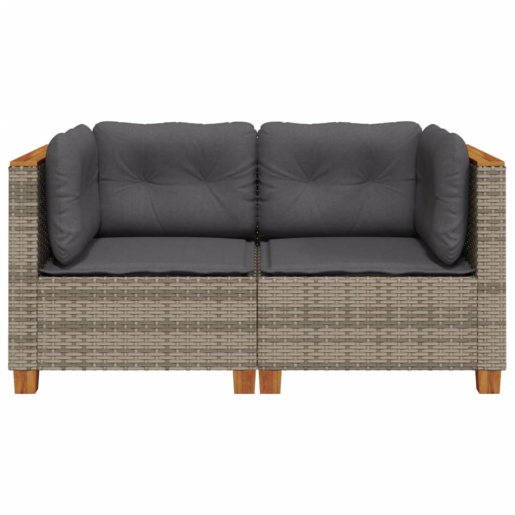 Garden Corner Sofa Set with Cushions 2 Pcs Grey Poly Rattan