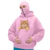 Unisex Street Style Double-Layer Hooded Zipper Jacket with Face-Covering Mask Design