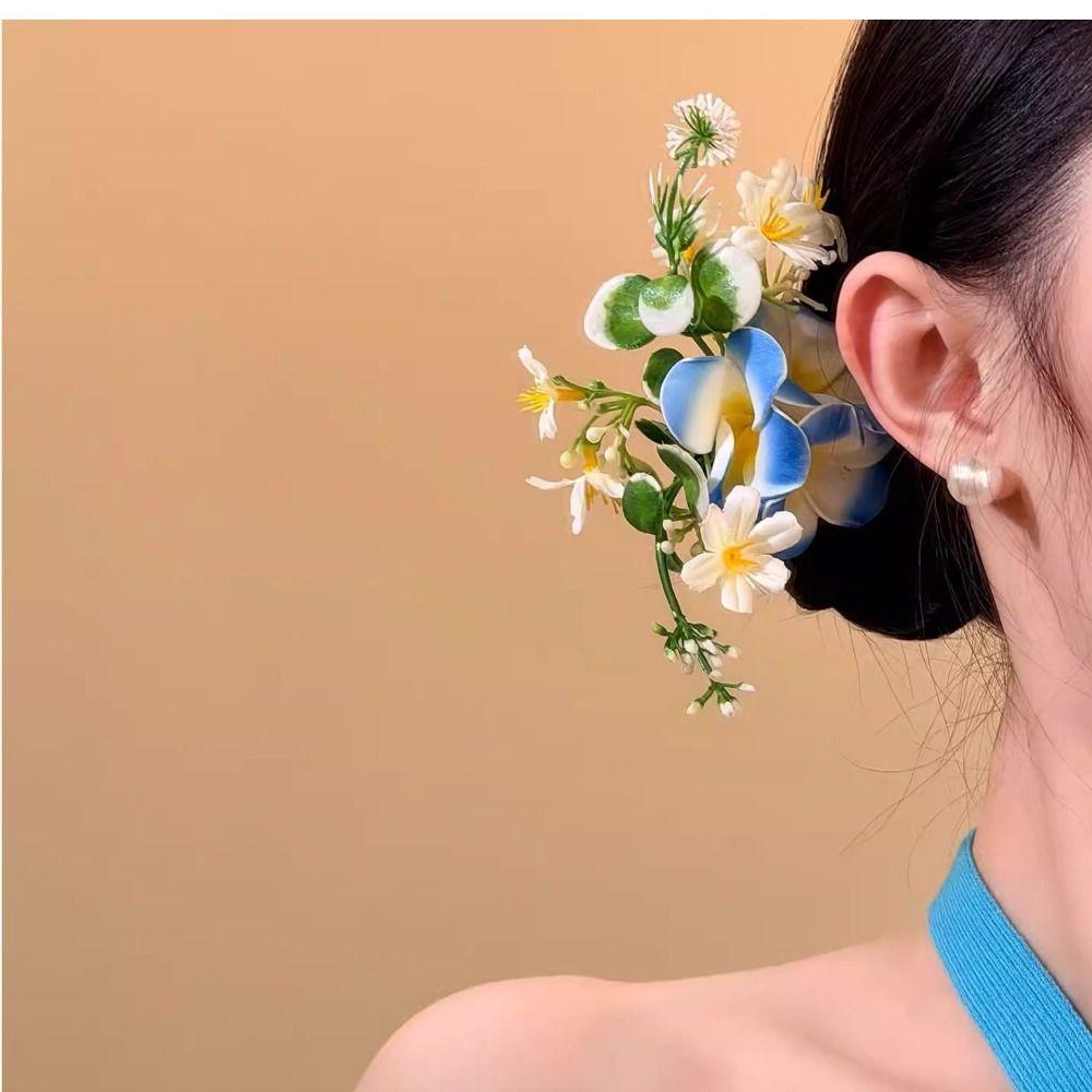 Colorful Large Flower Hairpin Side Clip Artificial Floral Hair Clip Fresh Flowers Hair Claw  Party