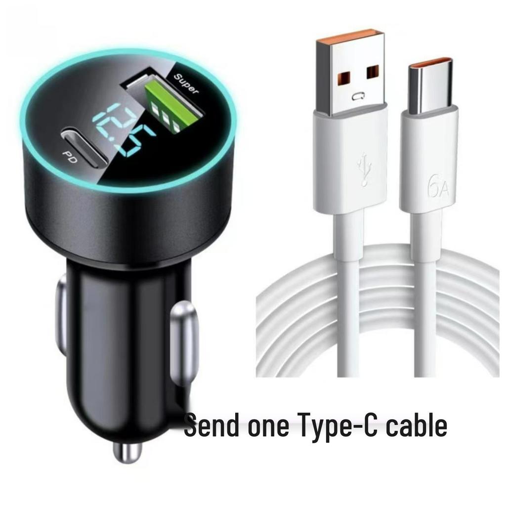 120W Dual Flash Car Charger with Digital Voltage Display for Super Fast Mobile Charging