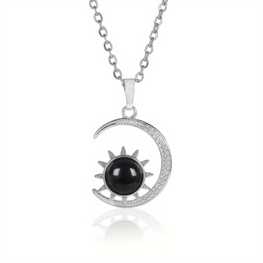 

Natural Crystal Stone Inlaid Sun Moon Pendant Amethyst Rose Quartz Classic Charm Necklace Jewelry Necklace Jewelry for Women