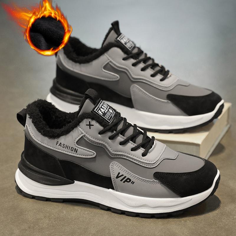 Men's Shoes Winter Plus Velvet Sports Shoes Trend All-match Thick-soled Thick Warm Cotton Shoes