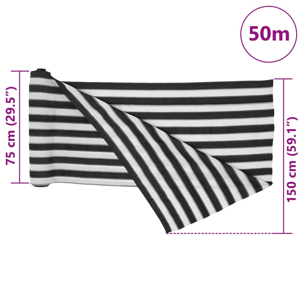 Privacy Screen Anthracite and White 1.5 X 50 M HDPE 75 G M²
