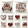 New Valentine's Day Linen Pillow Cover Red Plaid Dwarf Love Car Home Pillow Cushion Cover