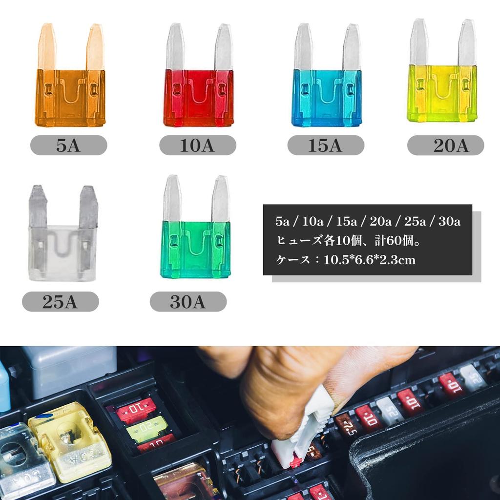 Car Fuse [Set of 60] Blade Fuse, Small Fuse, Easy