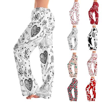 Pantalones de pijama para mujer, ropa de dormir, pantalones casuales con cordón y cintura elástica, pantalones holgados y rectos cómodos para yoga
