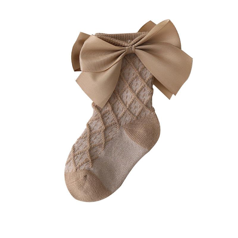 0-3Years Baby Girl Socks Spring Summer Toddler Bow Cotton Mesh Lace Baby Knee Socks Middle Tube Infant Baby Princess Long Socks