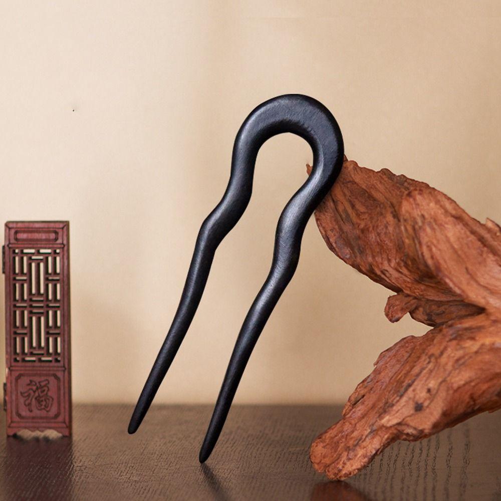 Headwear Hair Comb Clip U Shape Hairpin Chinese Style Headwear Hanfu Hair Sticks Wooden Hairpin