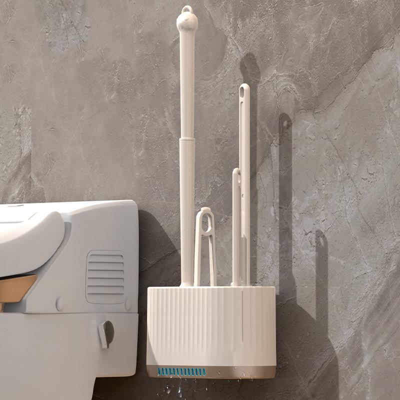 Silicone Wall Mount Toilet Brush Set Quick Dry Drain Base Efficient Gap Cleaning for Bathroom Use