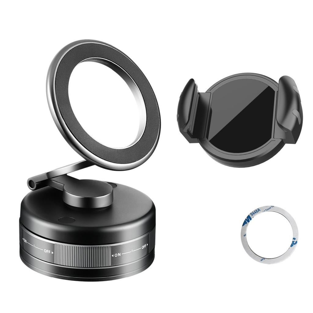 Strong Magnetic Car Phone Holder Foldable Design 360° Adjustable Vacuum Mount for Car/Desk/Bathroom/Universal Use