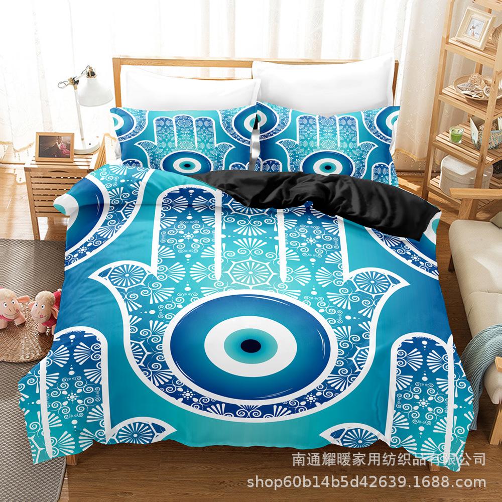 3D Digital Printing Bedding Four-Piece Set Three-Piece Set Buddha Statue Bed Sheet Quilt Pillow