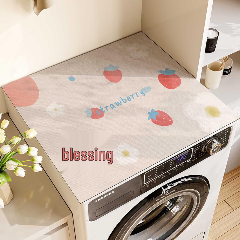 Ins-Style Drum Washing Machine Dust Cover & Fridge Diatomaceous Earth Non-Slip Water Absorption Mat