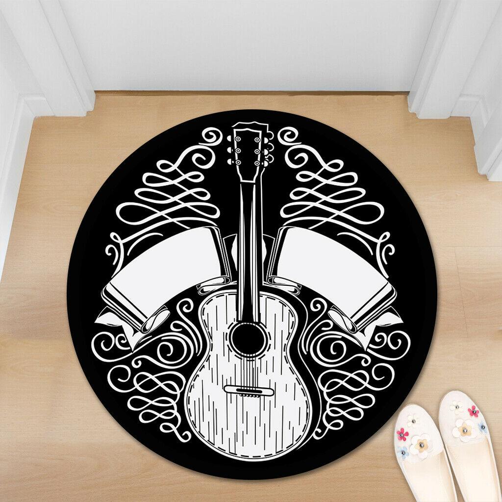 Guitar Music Non-slip Round Soft Area Rug Floor Carpet Door Mat Home Decor