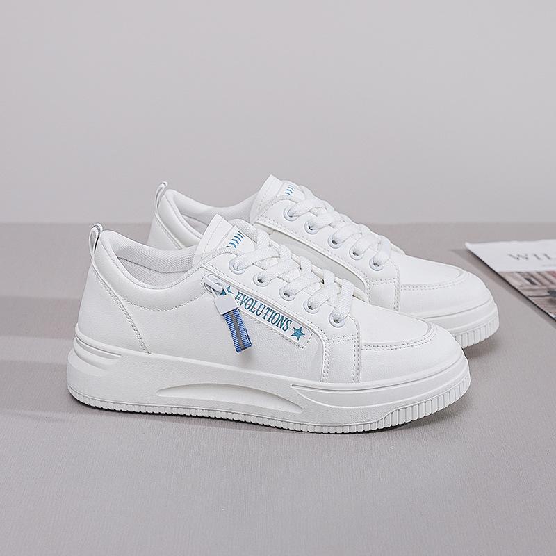 Damen Frühling 2025 Weiße College-Sneaker im koreanischen Stil mit dicken Sohlen - QR661