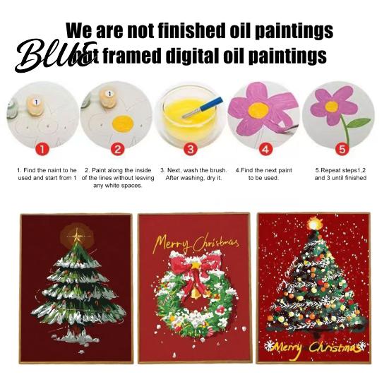 Fading-resistant Paint Colors Paints Included Xmas Paint-by-Numbers DIY Painting Christmas Tree Kit Canvas Holiday Textured