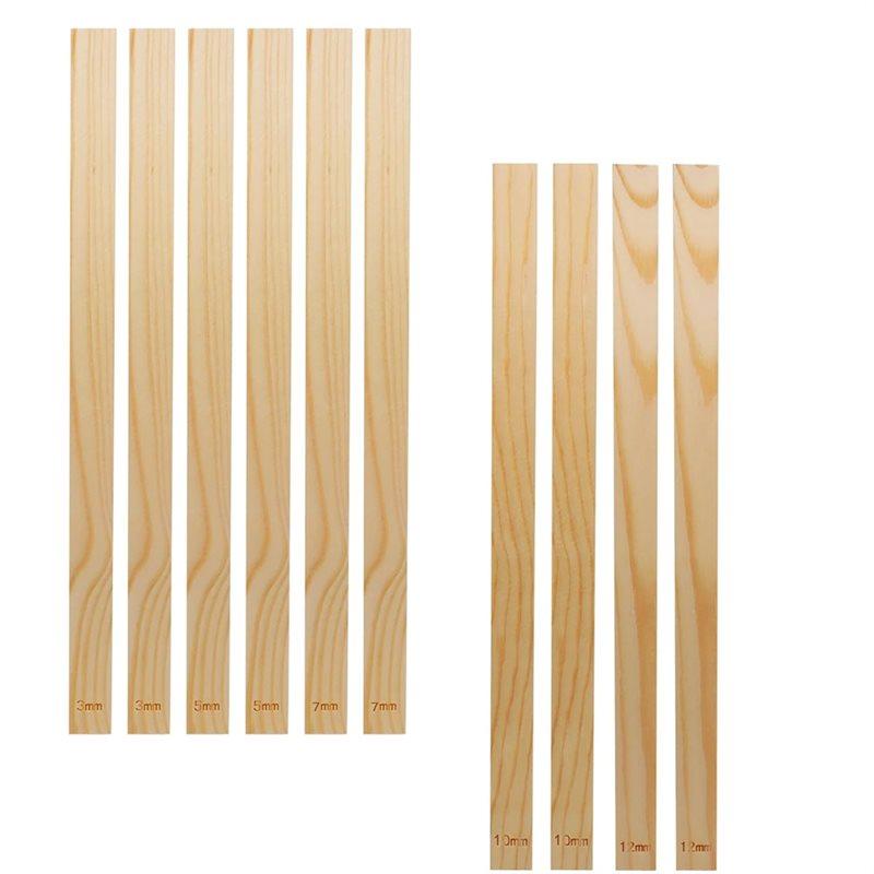 Wooden Pottery Clay Thickness Measurement Tool- 10Pcs Rolling Mud Stick Guide Set 5 Sizes For Precise For Teaching