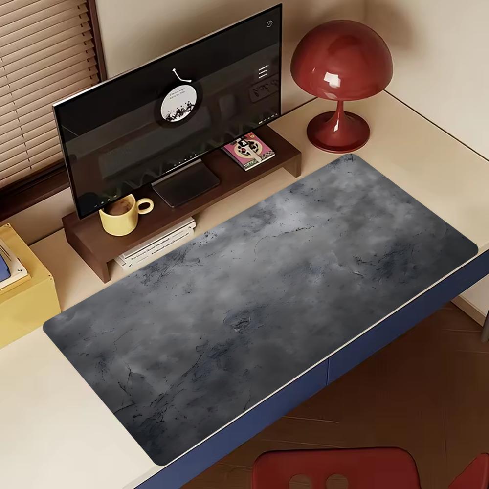 Minimal Grey Marble Texture Large Gaming Mouse Pad Non Slip Rubber Stitched Edge Hd Print Mat For Gamer Laptop Workstation