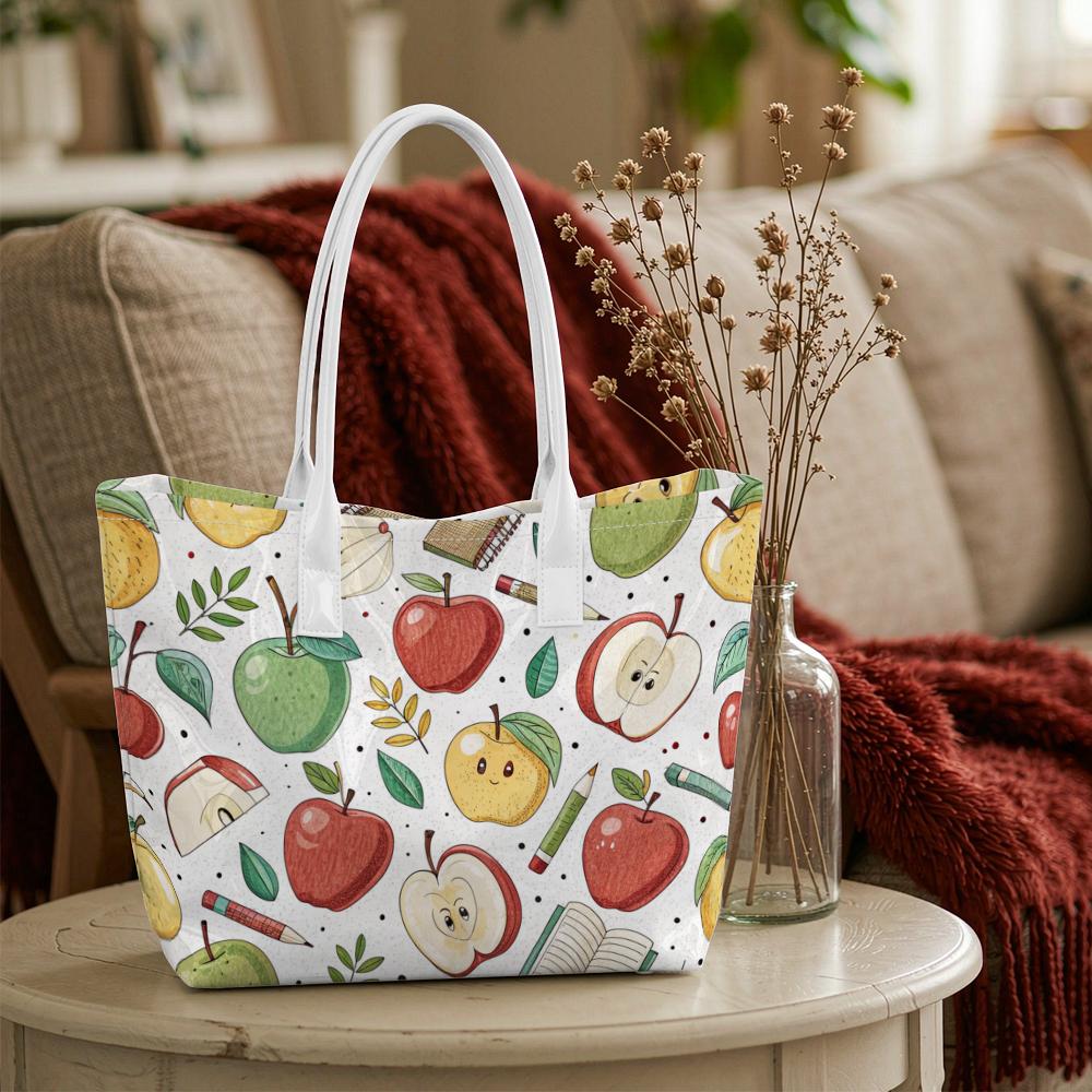 Cute Apple Pattern Tote Bag for Daily Use