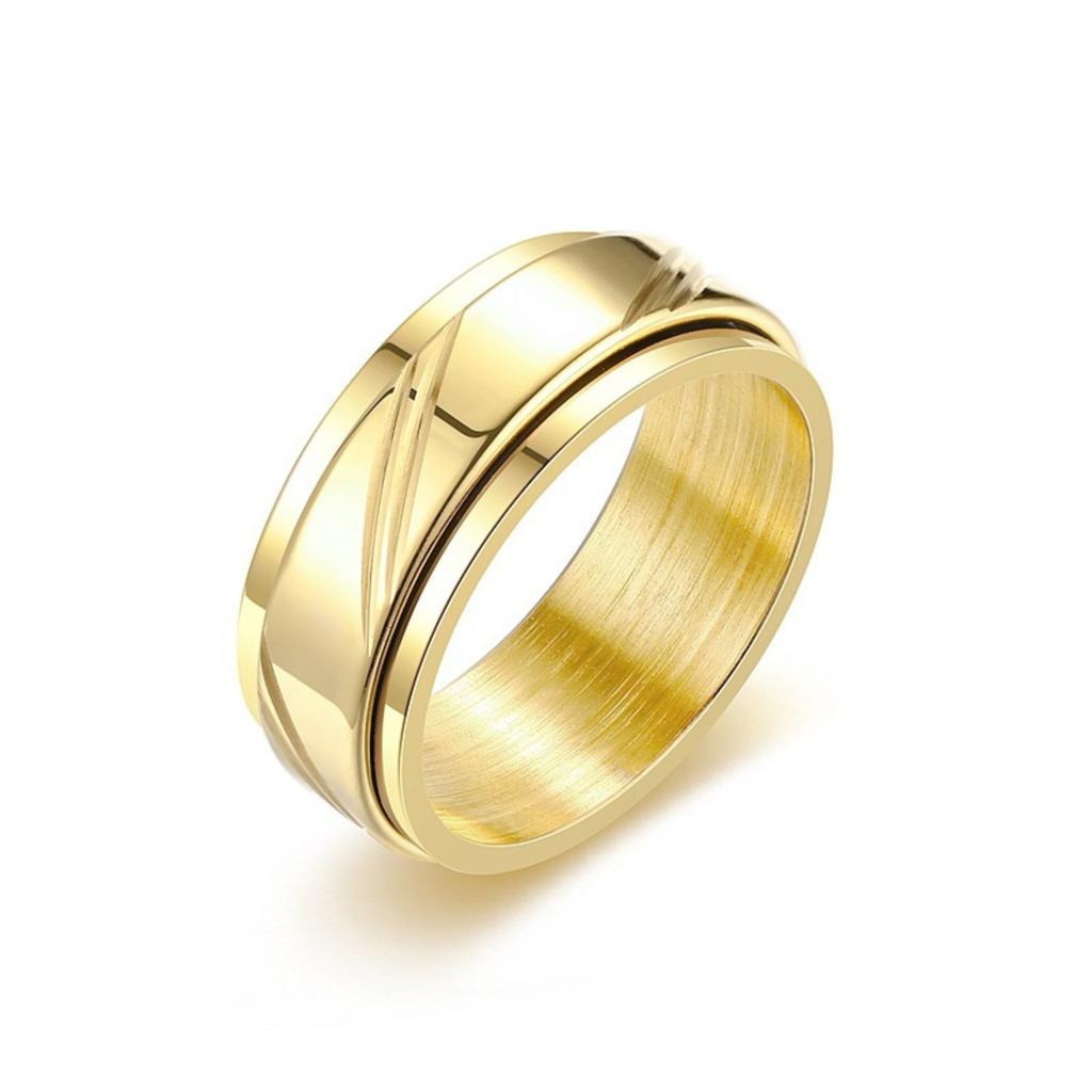 Men's Stainless Steel Band Ring with Geometric Groove Design Durable Comfort Fit Fashion Jewelry for Daily Wear and Special Occasions