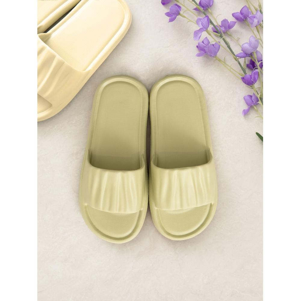 

Тапочки Daiso Eva с вертикальным тиснением в полоску 230 250 мм yellow