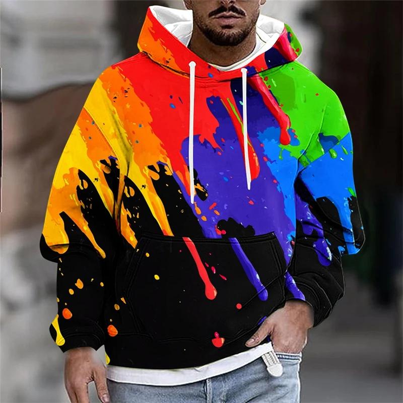 Nuove Felpe con Cappuccio Grafiche 3D Unisex Uomo Colorate Pittura Stile Astratto Fresco Modello Stampato Felpa Casual Felpa Trendy Top per Uso Quotidiano