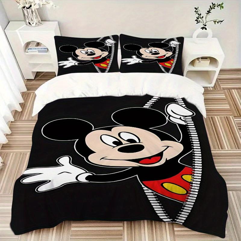 3pcs Mickey Mouse Printed Bedding Set, Breathable And Soft, Machine Washable, Christmas Gift, Suitable for Bedroom Decoration, 110
