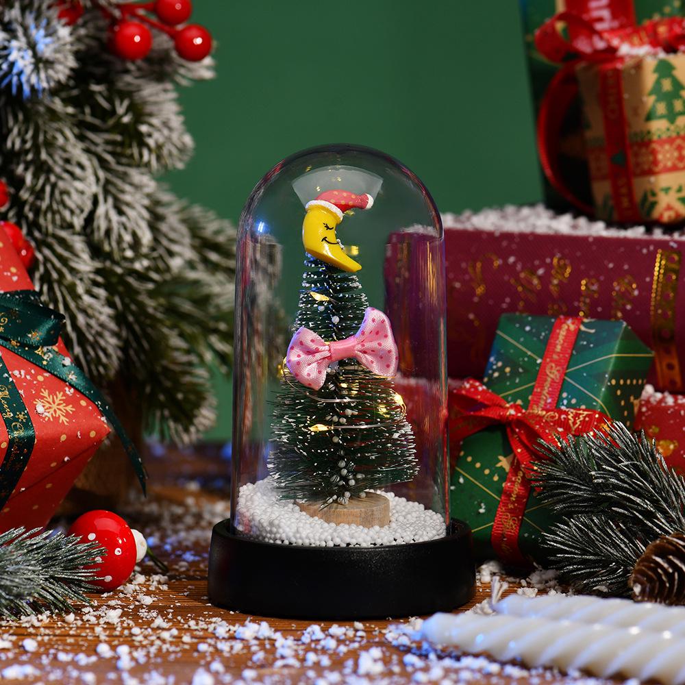 LED Glowing Christmas Snow Scene Ornament - Creative Plastic Tree Cover Decoration