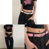 Simple Starry Summer Pink Pu Belt With Alloy Buckle For Women