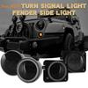 Front Fender LED Side Marker Light Turn Signal DRL Smoked for Jeep Wrangler JK