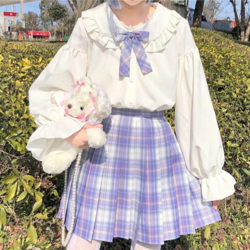 Sweet Japanese Long-sleeved Shirt Female Students Jk Uniform White Shirt Autumn New