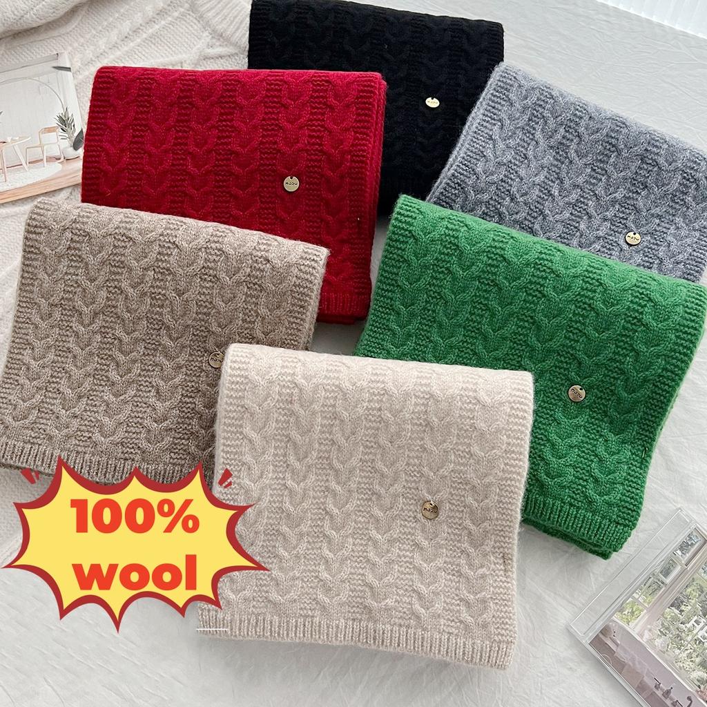 Wool Scarf Winter Solid Color Knitted Scarf Universal Warm Scarf Holiday Gift
