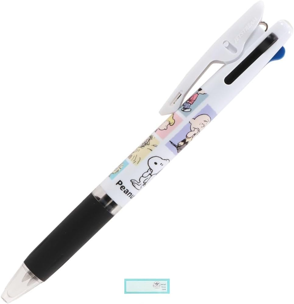 Snoopy Ballpoint 3 Jetstream Made In Set A and Name Pen, Colors, 0.5mm, Japan, (Pen Sticker)