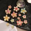 3Pcs Women Hair Claw Enamel Surface Anti-slip Teeth Flower Shape Back Head Hair Clip Lightweight Hair Accessory