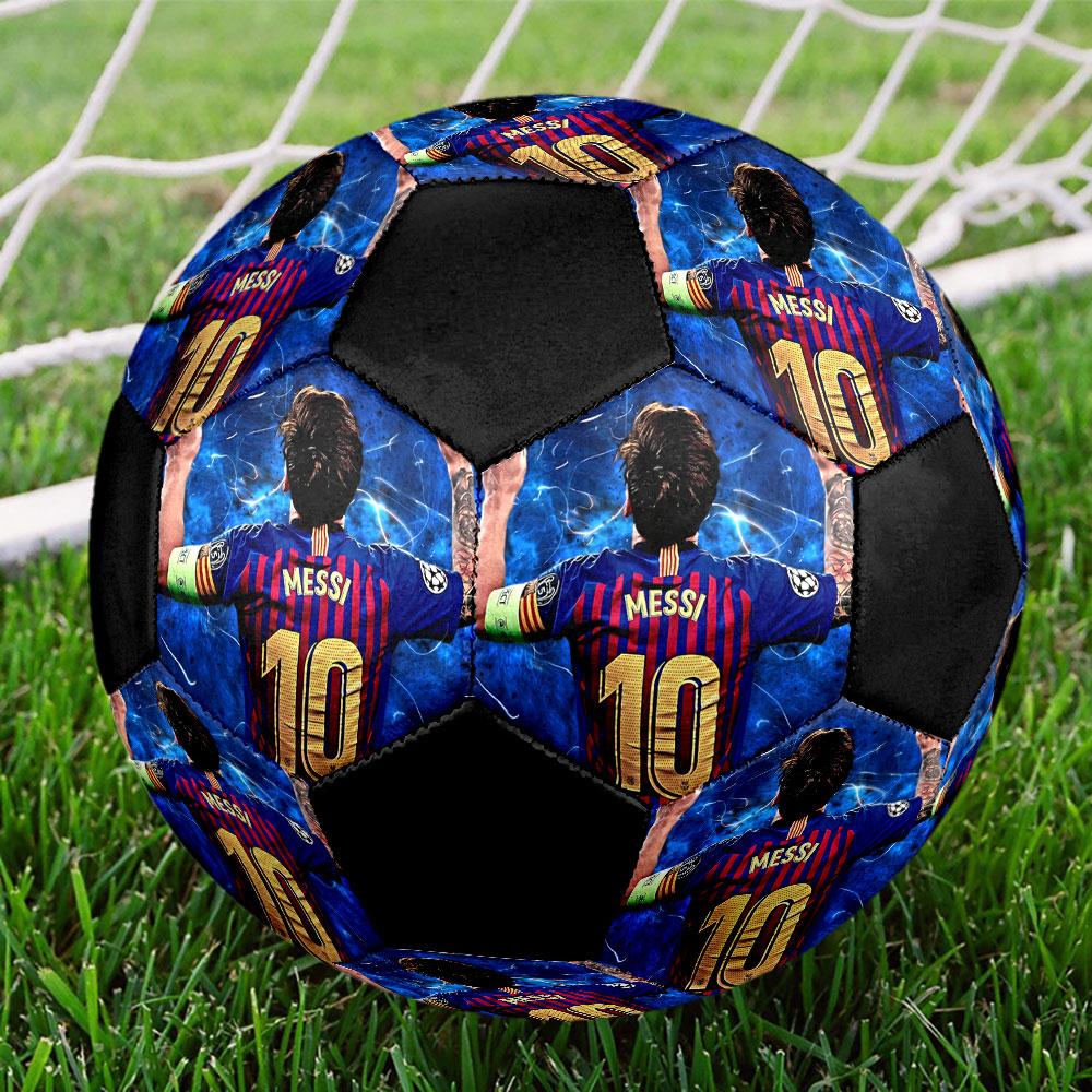 Poster Lionel Messi formato 5 Pallone da Calcio, colorato, adatto a tutte le età, cucito a macchina, materiale PVC, qualità da competizione, durevole e ad alto rimbalzo