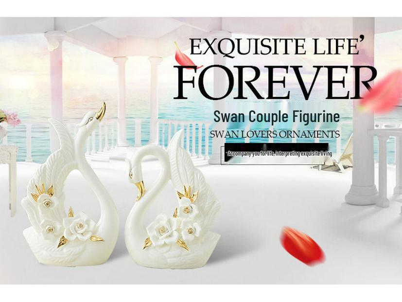 Ceramic Swan Ornaments: Elegant Home Decor for Living Room, Wine Cabinet, or Wedding Gifts
