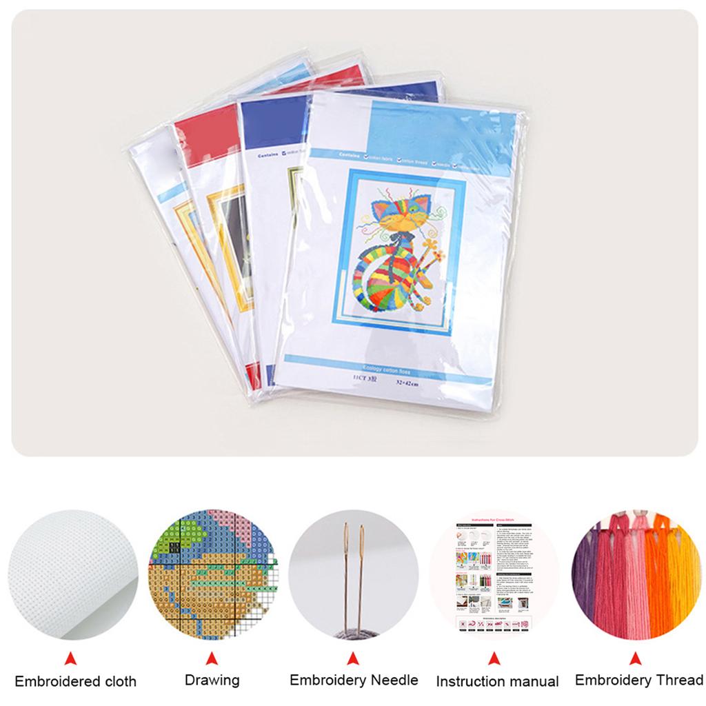 Xmas Tree Truck Full 11CT 3 Strands DIY Counted Cross Stitch Patterns Arts Craft Kits 40x40cm for Beginners Adults Home Decor