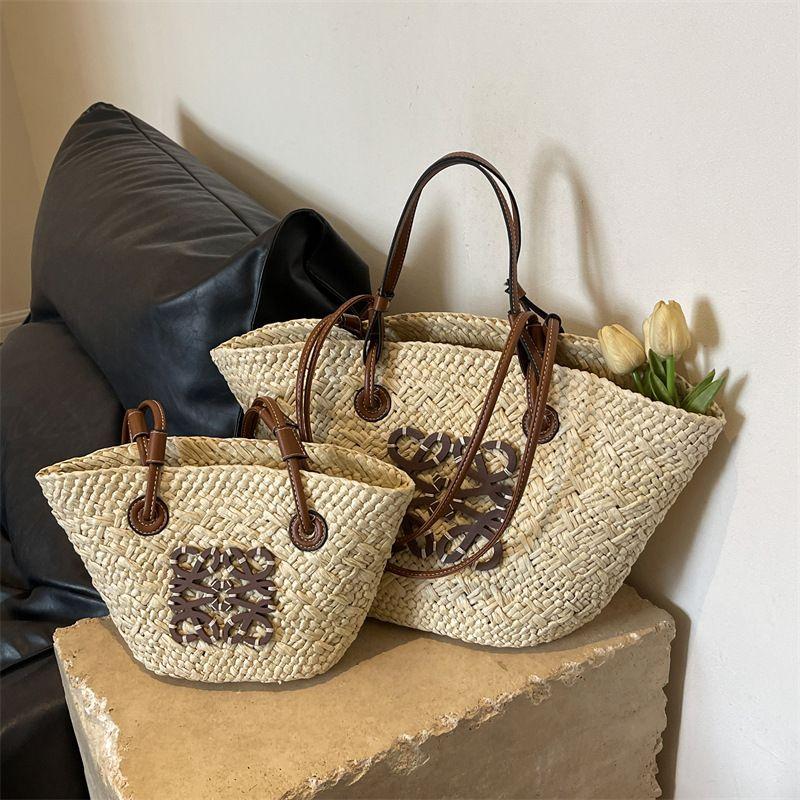 

Летняя новинка в стиле Мори с юбкой, большая сумка-тоут, соломенная плетеная сумка, женская пляжная сумка для отпуска на море Small size creamy-white