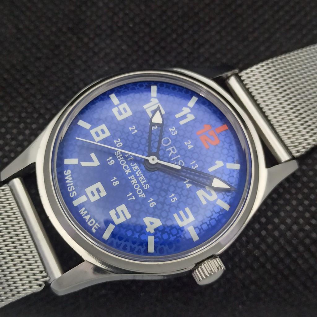 VINTAGE ORIS WINDING SWISS MENS REFURBISHED WRIST BLUE WATCH 558a-a296546-1