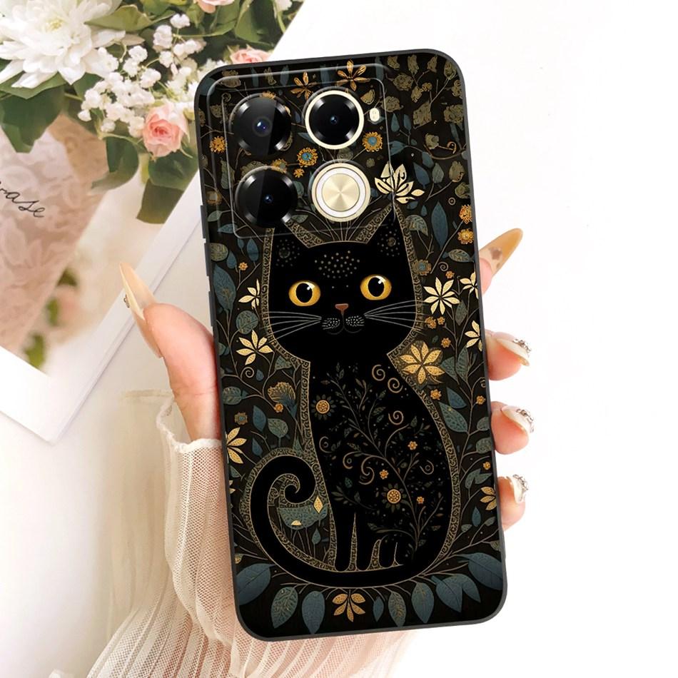 For Infinix Note 40 Pro 4G 5G / Note 40 Pro+ / Note40 X6853 Cute Cat Flower Cartoon Phone Case Soft Silicone Cover Bumpers