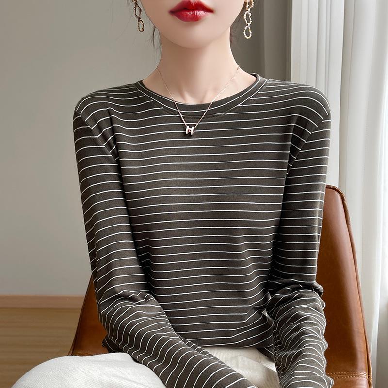 Women's Self-Heating Striped Long Sleeve Slimming Pullover
