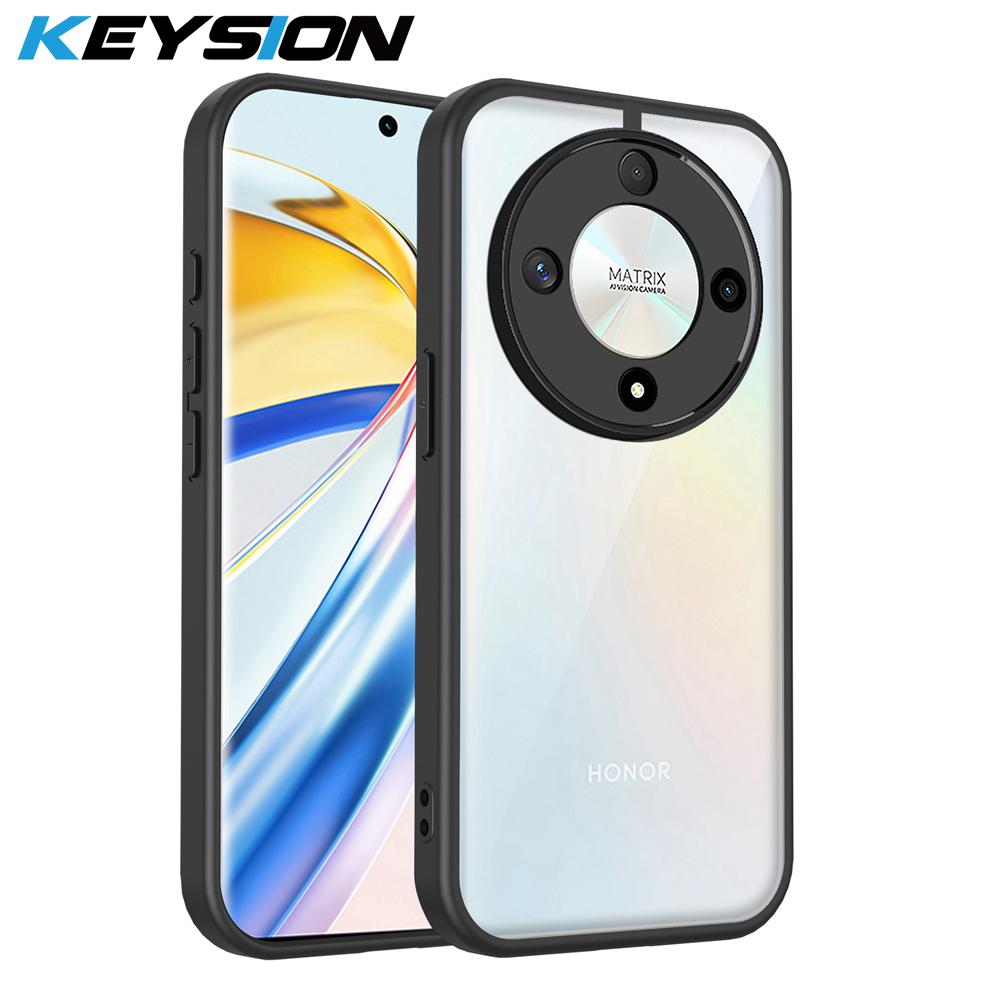 KEYSION Transparent Phone Case for HONOR X9d 5G Soft Silicone+PC Clear Shockproof Phone Back Cover for Huawei Magic 8 Lite 5G