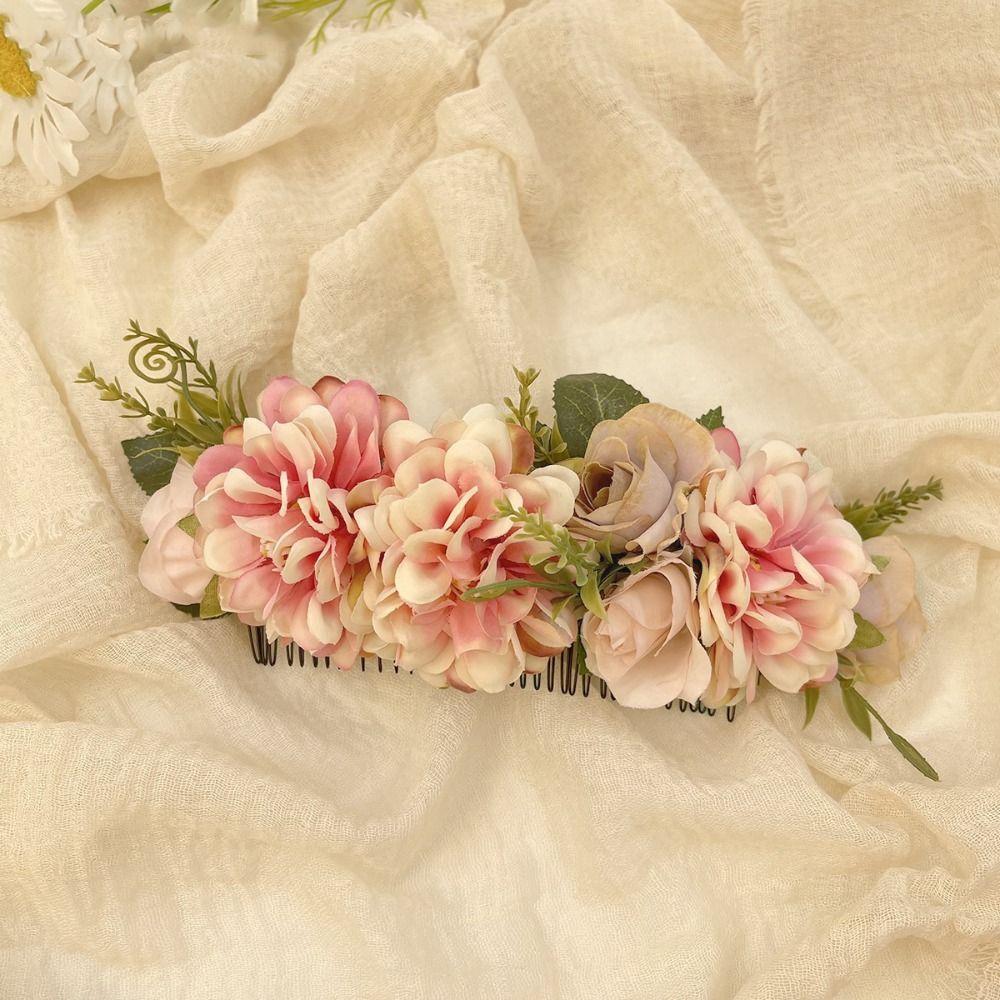 

Side Clip Flower Hair Comb Flower Wedding Bride Accessories Vintage Flower Hairpin Student style 1