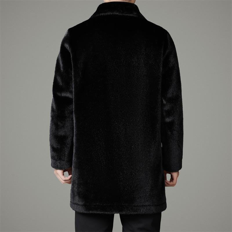 Wendbarer Nerz Herren Mittellanger Pelzmantel - 2025 Winter Revers Stil für Mittleres Alter Wärme