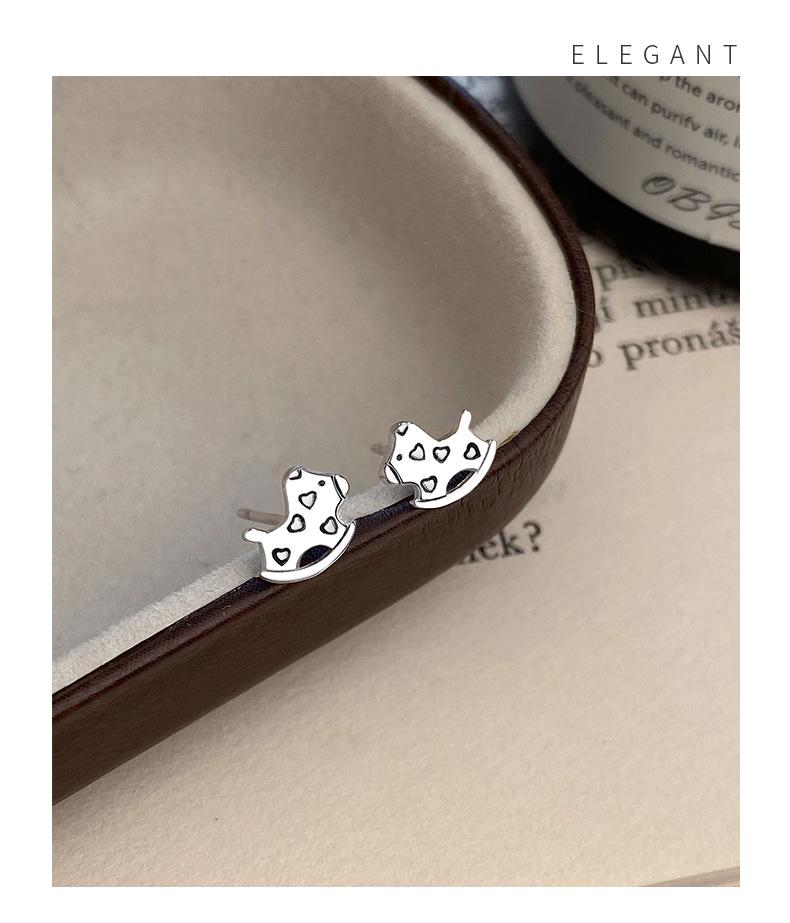 Sterling Silver Korean Style Heart Rocking Horse Stud Earrings - Playful Gift for Women & Students