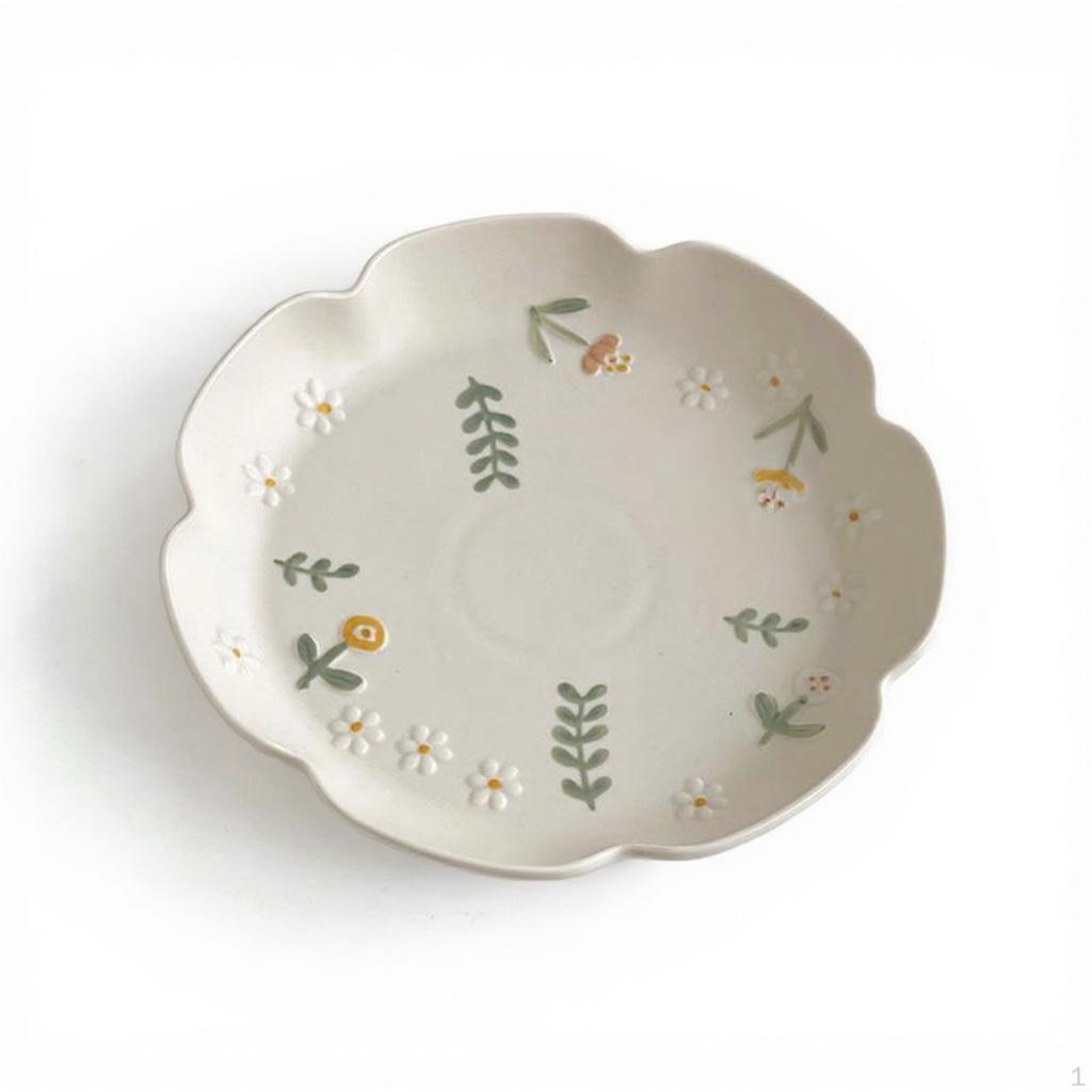 Flower Ceramic Plate, Appetizer Dessert Cute Tableware, Multifunctional Soup Spoon