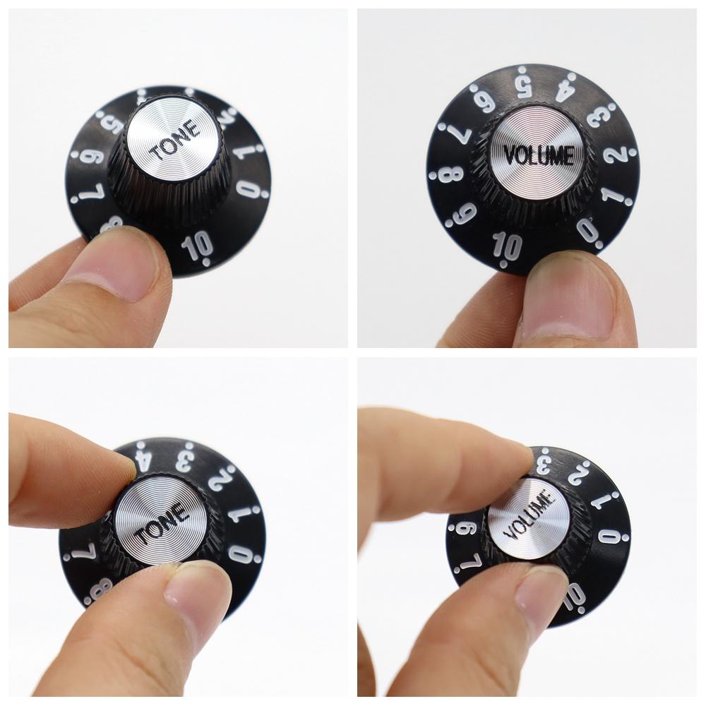 2T2V Electric Guitar Knobs Hight Hat Silver Reflector Volume Tone Speed Control Knob For Bass Guitar Accessories