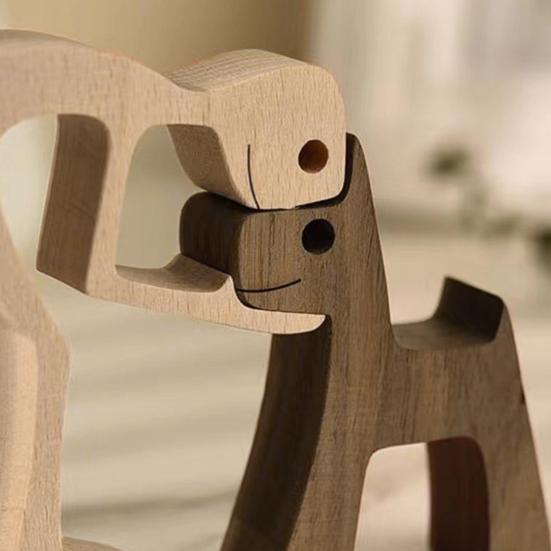 Dog And Human Ornament Rustic Wooden Boy And Dog Decoration Minimalist Puppy