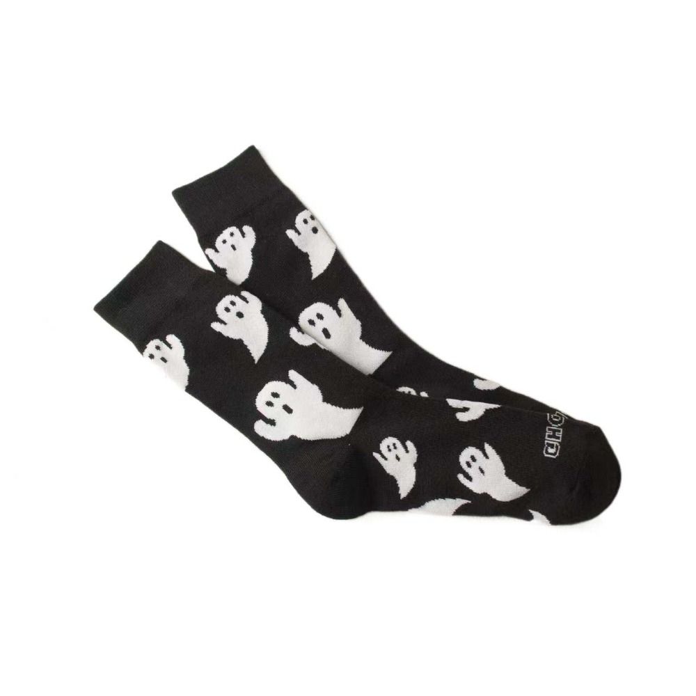 Streetwear Halloween Ghost Socks Cartoon Mid-Calf Socks Sweat Absorbent Socks Women  Students